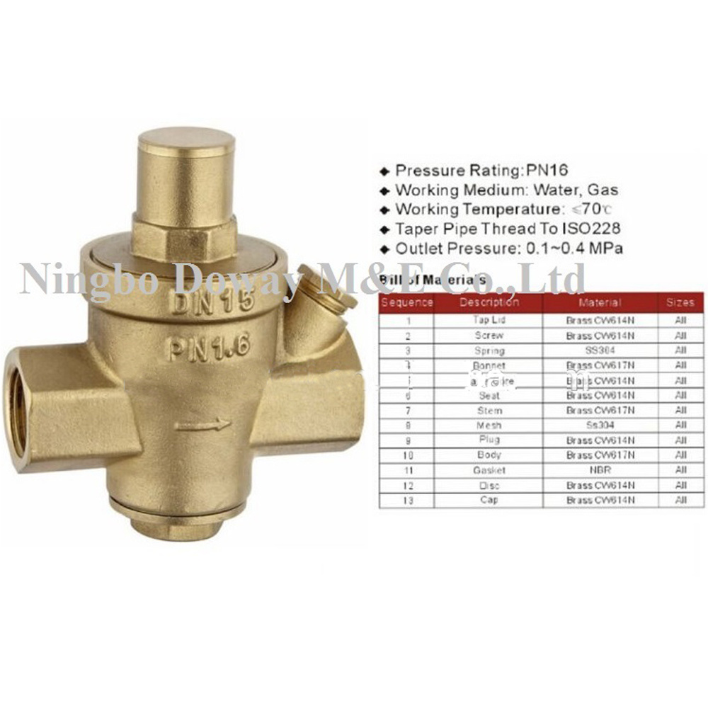 Brass Female Thread Water Pressure Reducing Regulator Valve
