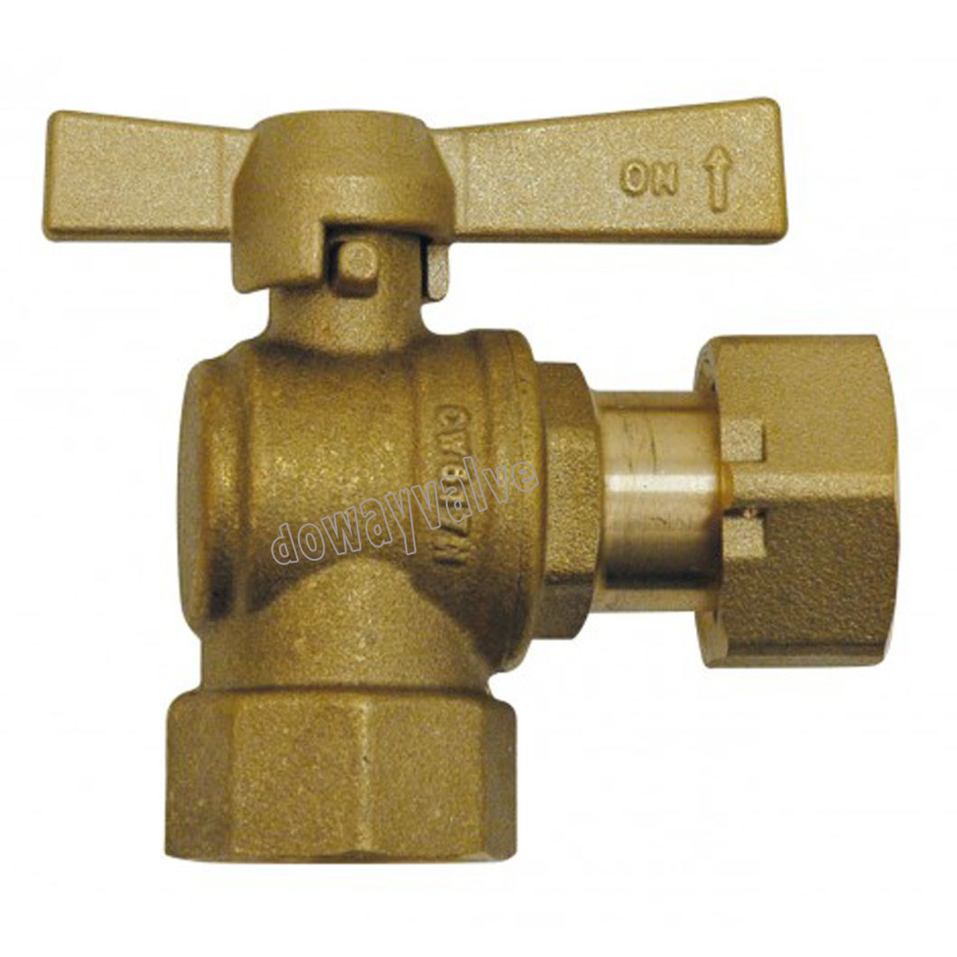 Angle F Swivel Nut Water Meter Brass Ball Valve