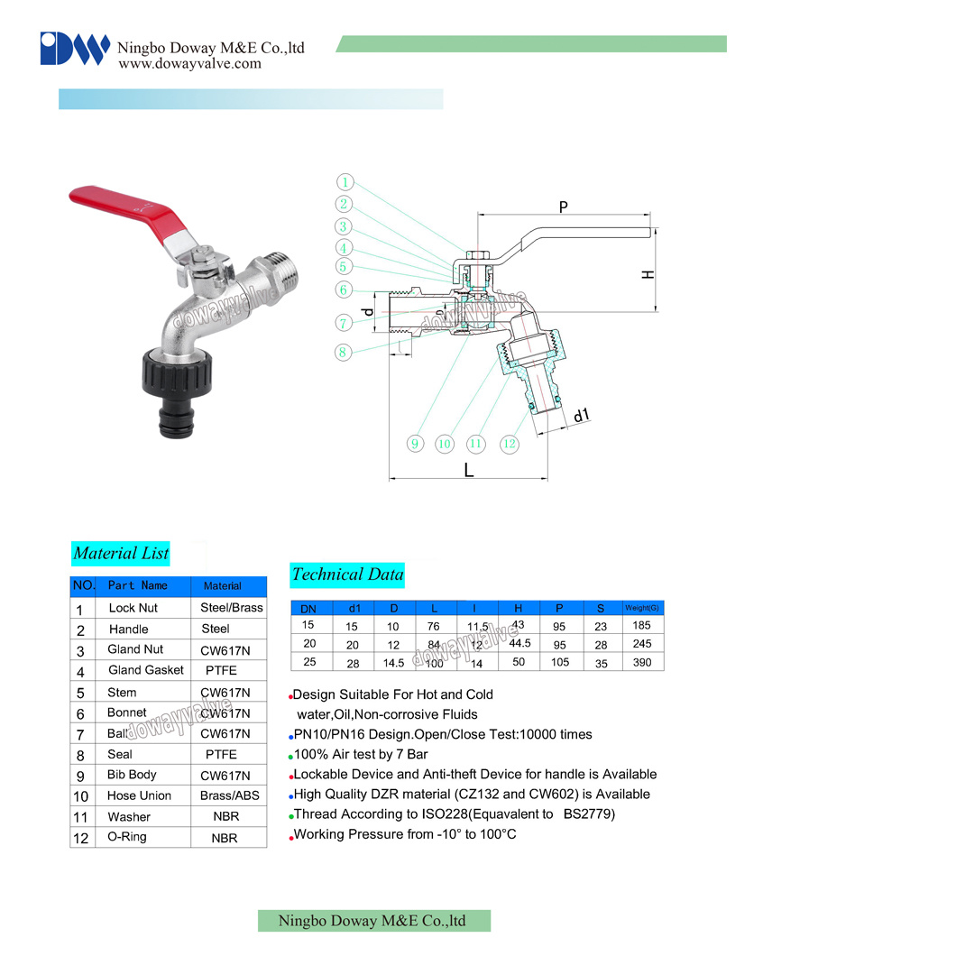 Factory Steel Lever Handle Arco Design ABS Outlet Brass Bibcock