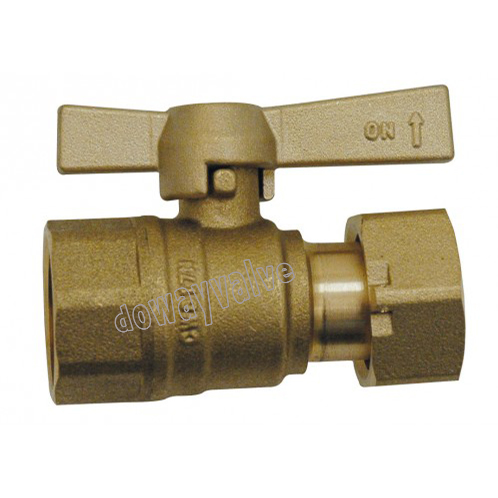 Straight Water Meter Brass Ball Valve with Female X Swivel Nut Ends