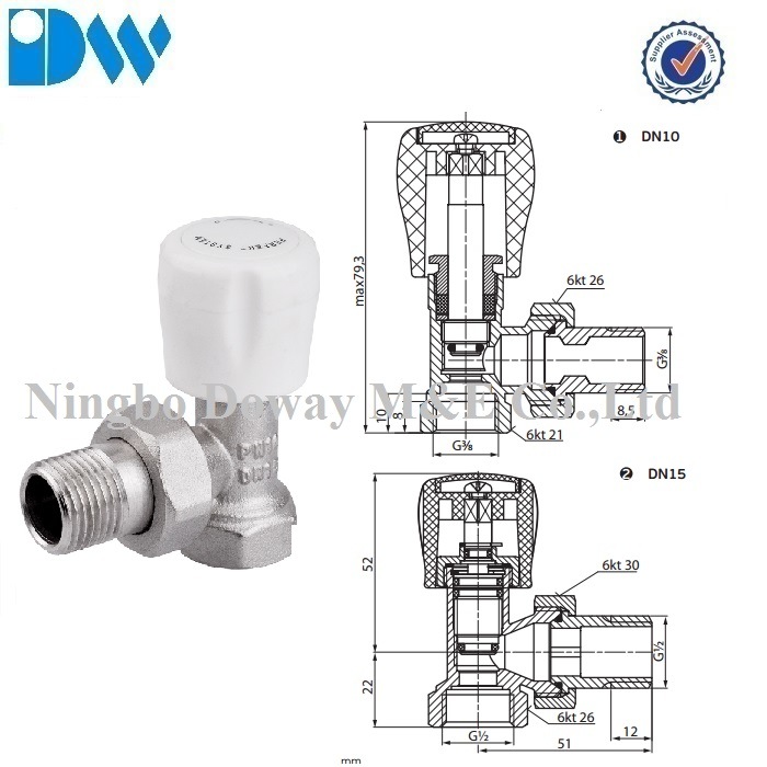 Thread End Forged Nickle Plated Brass Thermostatic Radiator Valve