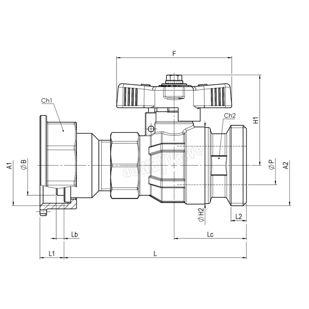 Gas Meter Reduced-Bore Inlet Ball Valve with Yellow Sealable T-Handle