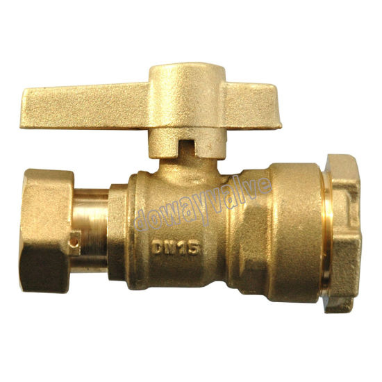 Water Meter Brass Ball Valve with Female and Free Nut (DW-LB001)