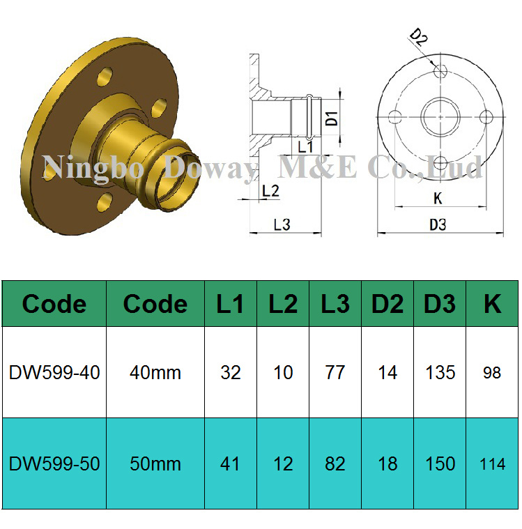 Watermark Approval Brass Press Flange Adaptor