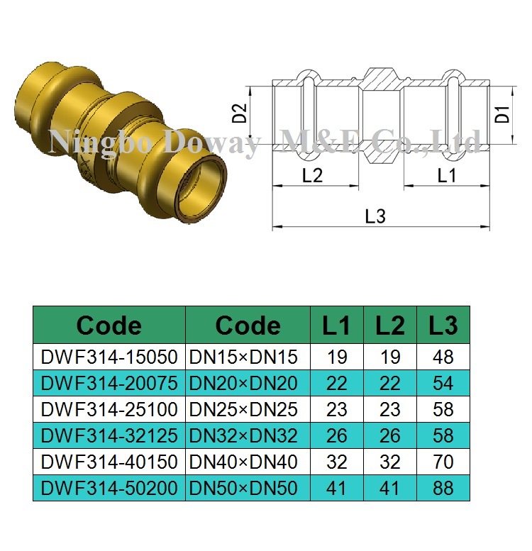 Watermark Approval Brass Press Fitting/Coupling