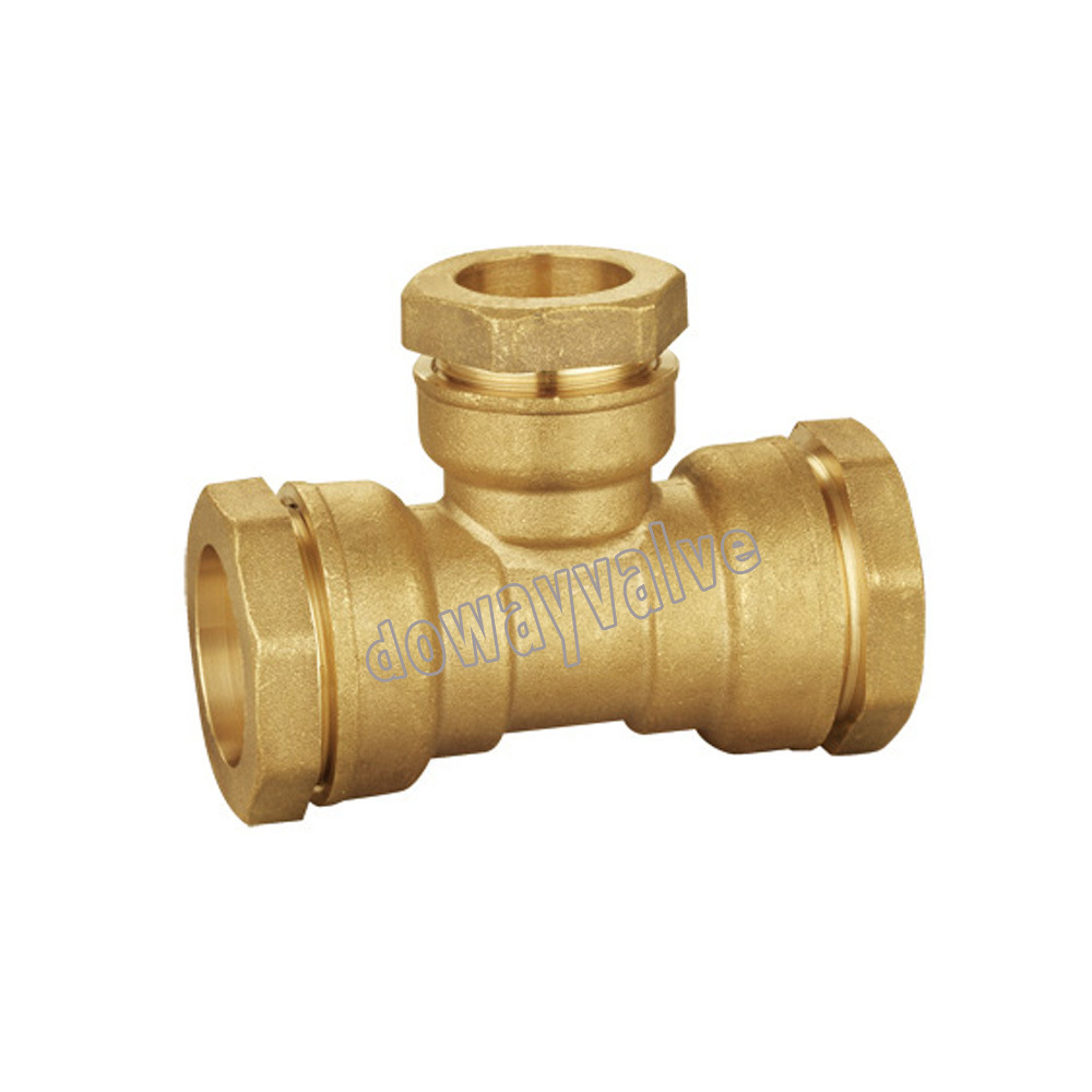 DIN8076 Brass Reduced Tee Compression Fittings for PE Pipe