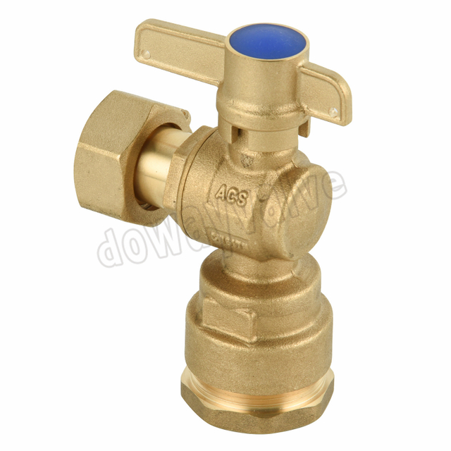 Acs Approval Angle Type Female Lockable Water Meter Ball Valve PE25 China Factory