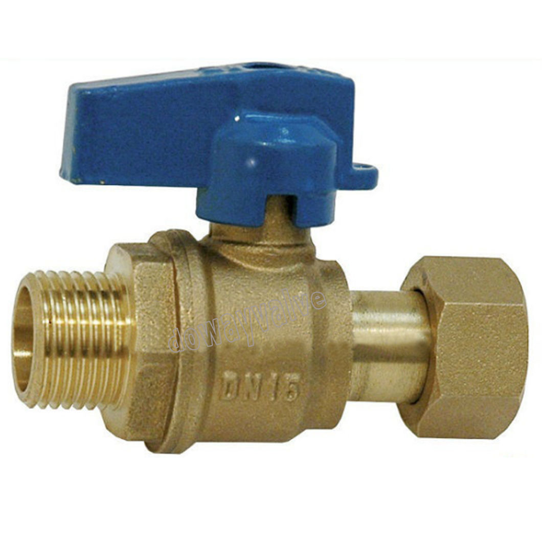 Brass Ball Valve Female End with Free Nut Aluminum Handle