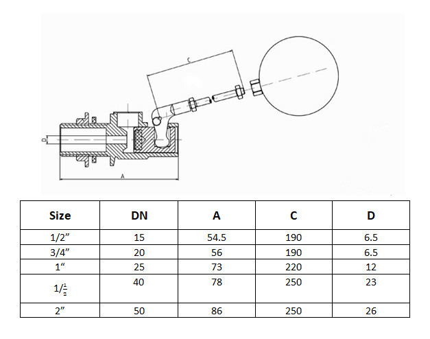 Customized Quality Brass Float Valve with Plastic Ball
