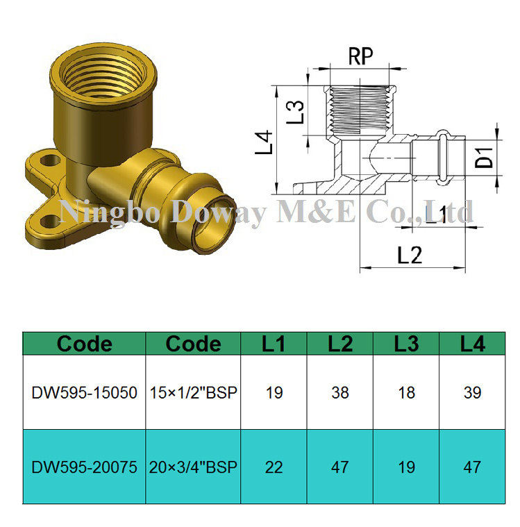 Watermark Approval Brass Wall Plate Female Elbow