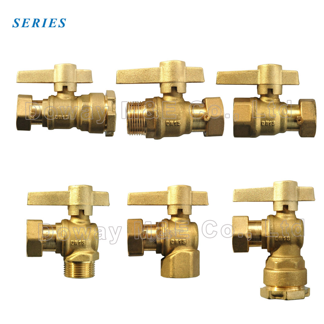 Water Meter Brass Ball Valve with Female and Free Nut