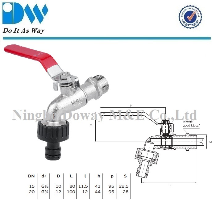 High Quality Factory Brass Bibcock Tap with ABS Hose Union