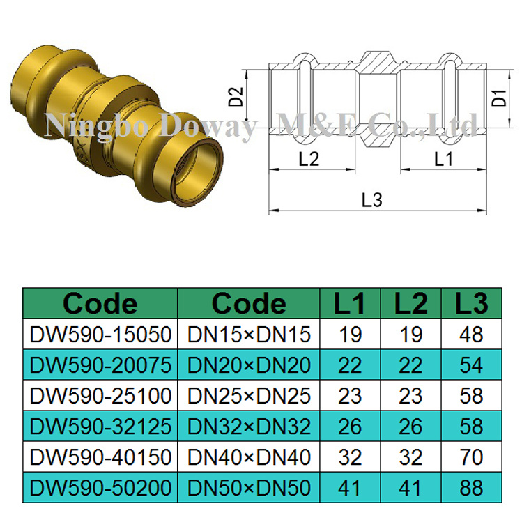 Brass Press Equal Straight Fitting