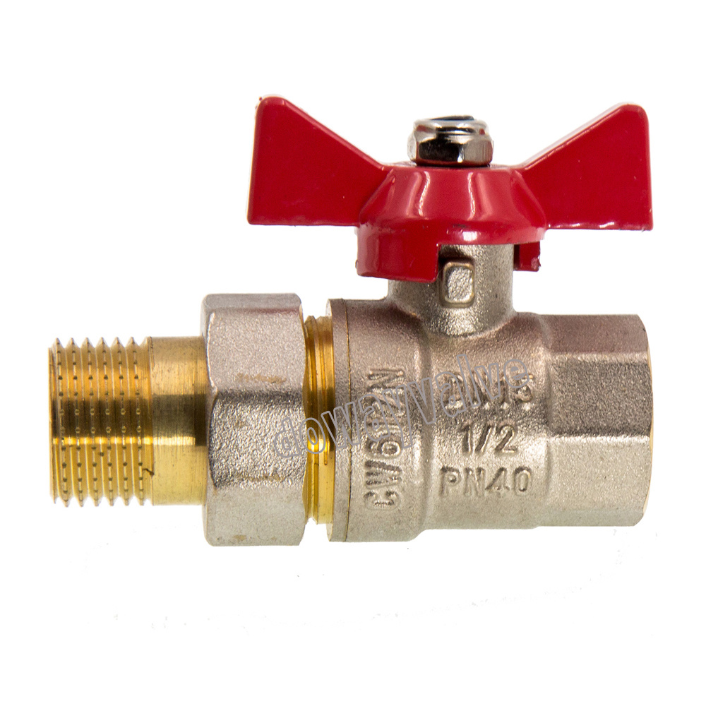 Qualified Union Brass Ball Valve with Aluminium Butterfly Handle