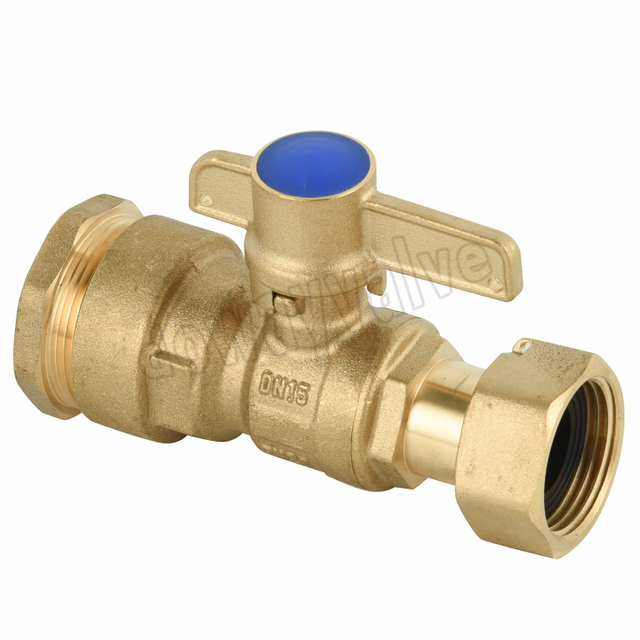 Acs Approval Straight Type Male Lockable Water Meter Ball Valve PE25 China Factory
