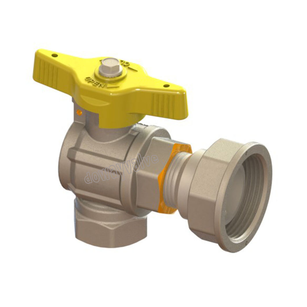 Gas Meter Reduced-Bore Inlet Ball Valve with Yellow Sealable T-Handle