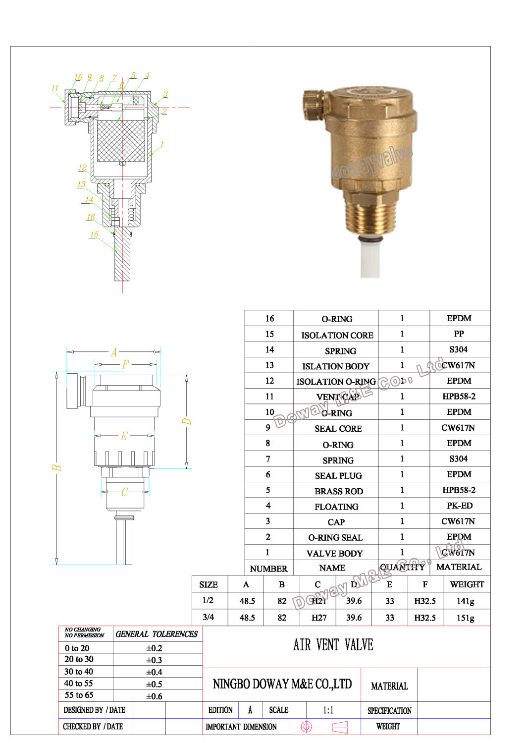 Brass Forged Air Release Valve with Shut-off Valve