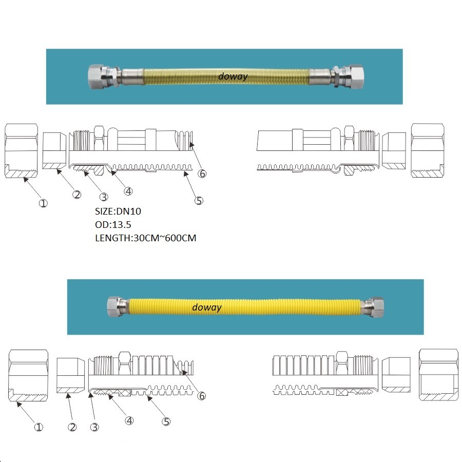 High Quality 304ss Nature Gas Hose with Connector