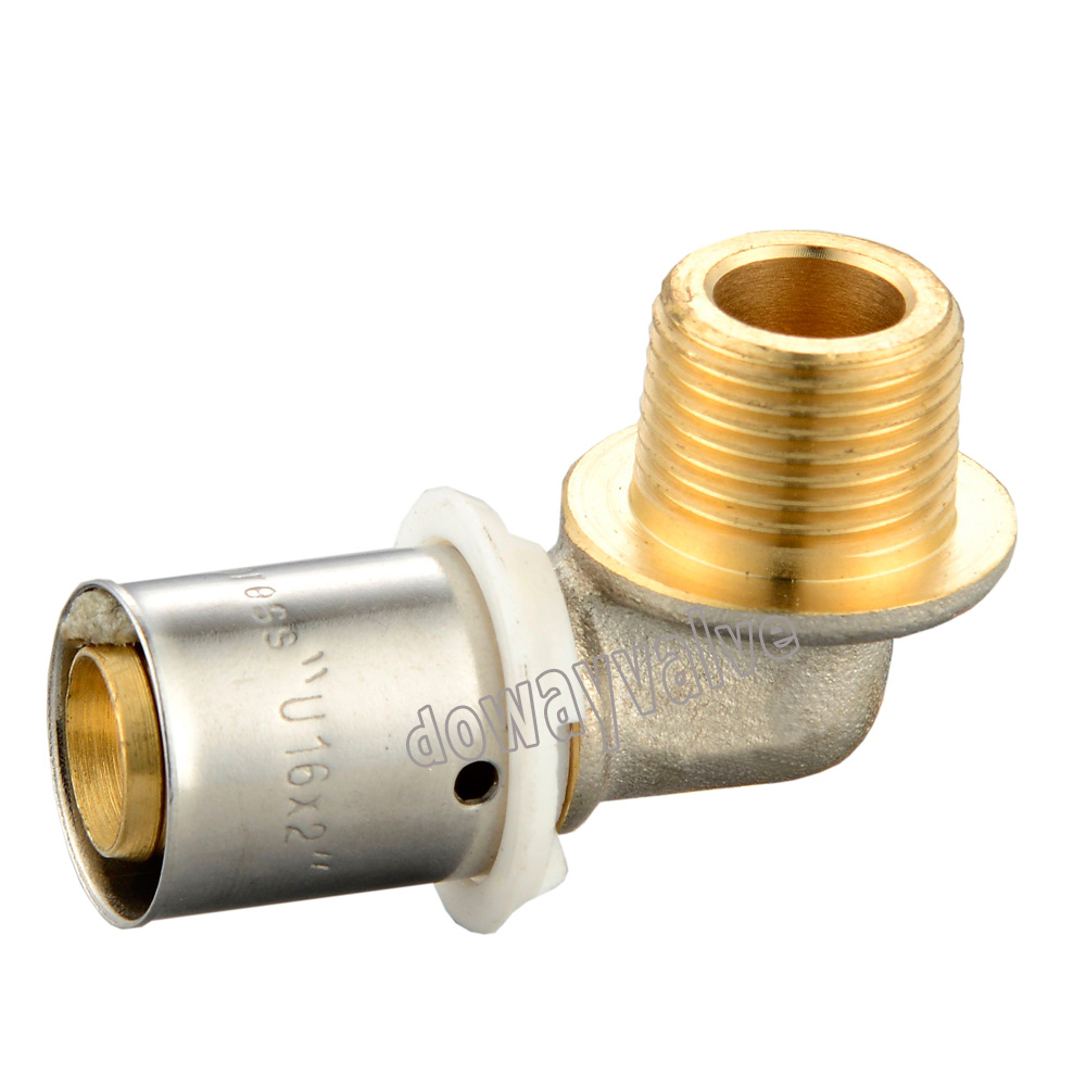 Multilayer Pipes Used 90 Degree Brass Male Elbow Press Fitting