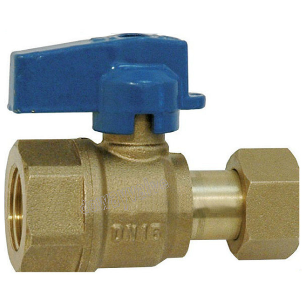 Brass Ball Valve Female End with Free Nut Aluminum Handle