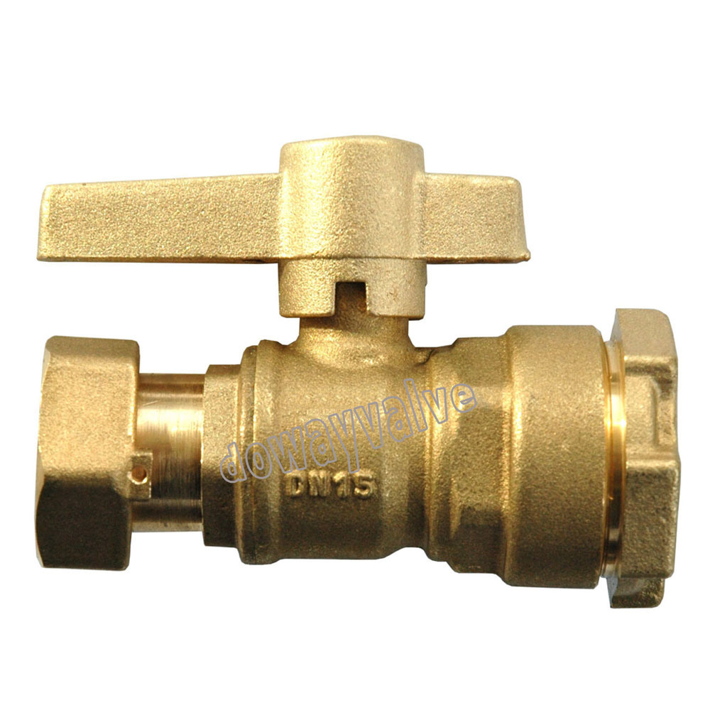 Water Meter Brass Ball Valve with Female and Free Nut