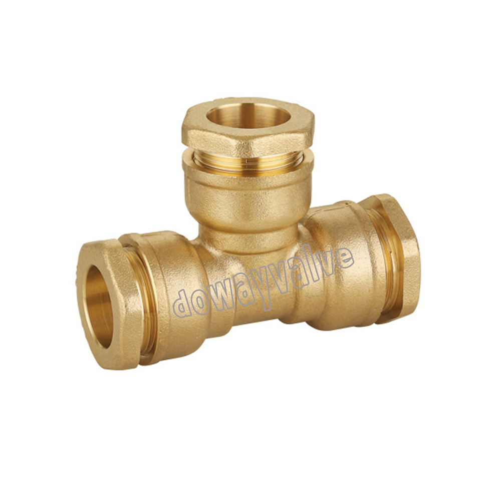 Equal Tee Brass Compression Fittings for PE Pipe