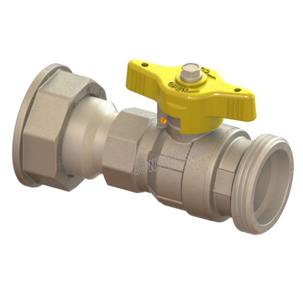 Gas Meter Reduced-Bore Inlet Ball Valve with Yellow Sealable T-Handle