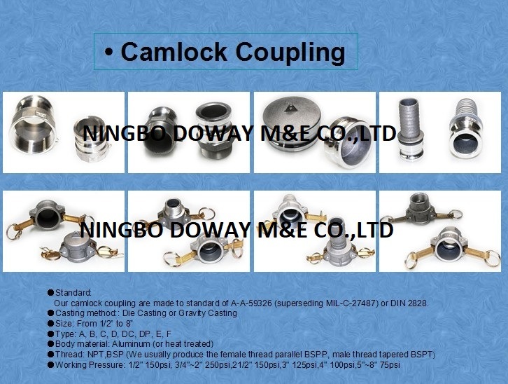 High Quality Aluminium Camlock Coupling (A/B/C/D/E/F/DC/DP)