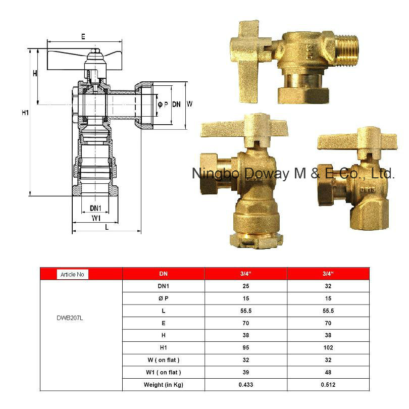 China Factory Dzr Brass Straight Type Lockable Ball Valve for Water